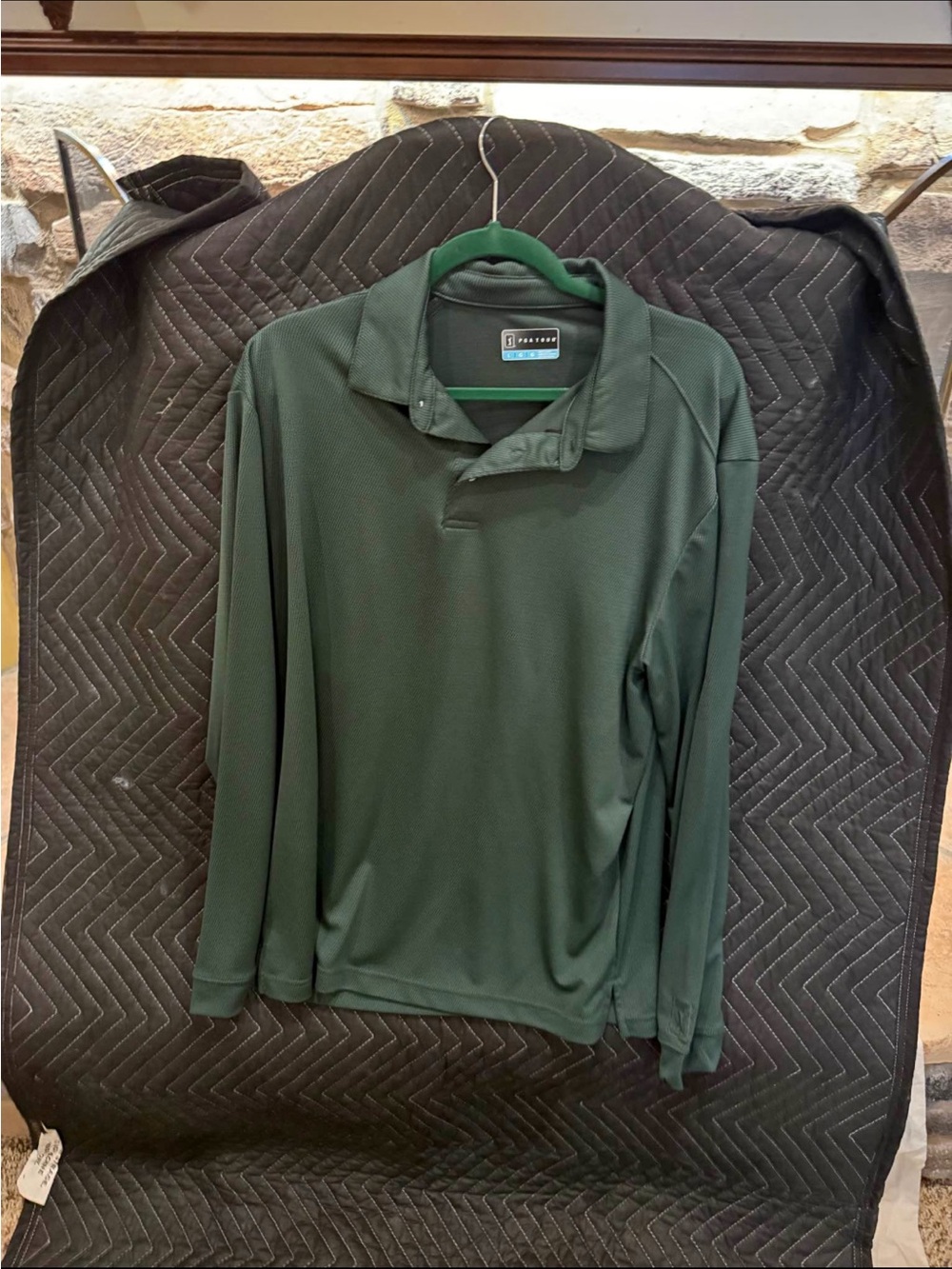 PGA Tour Long Sleeve Polo in Dark Green